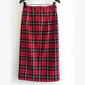 ZARA Buffalo Plaid Red Pencil Skirt Tartan Small NWT